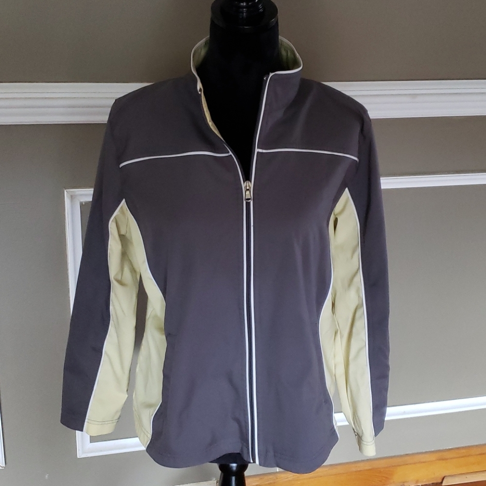 Petite Large Windbreaker Jacket Yellow Gray